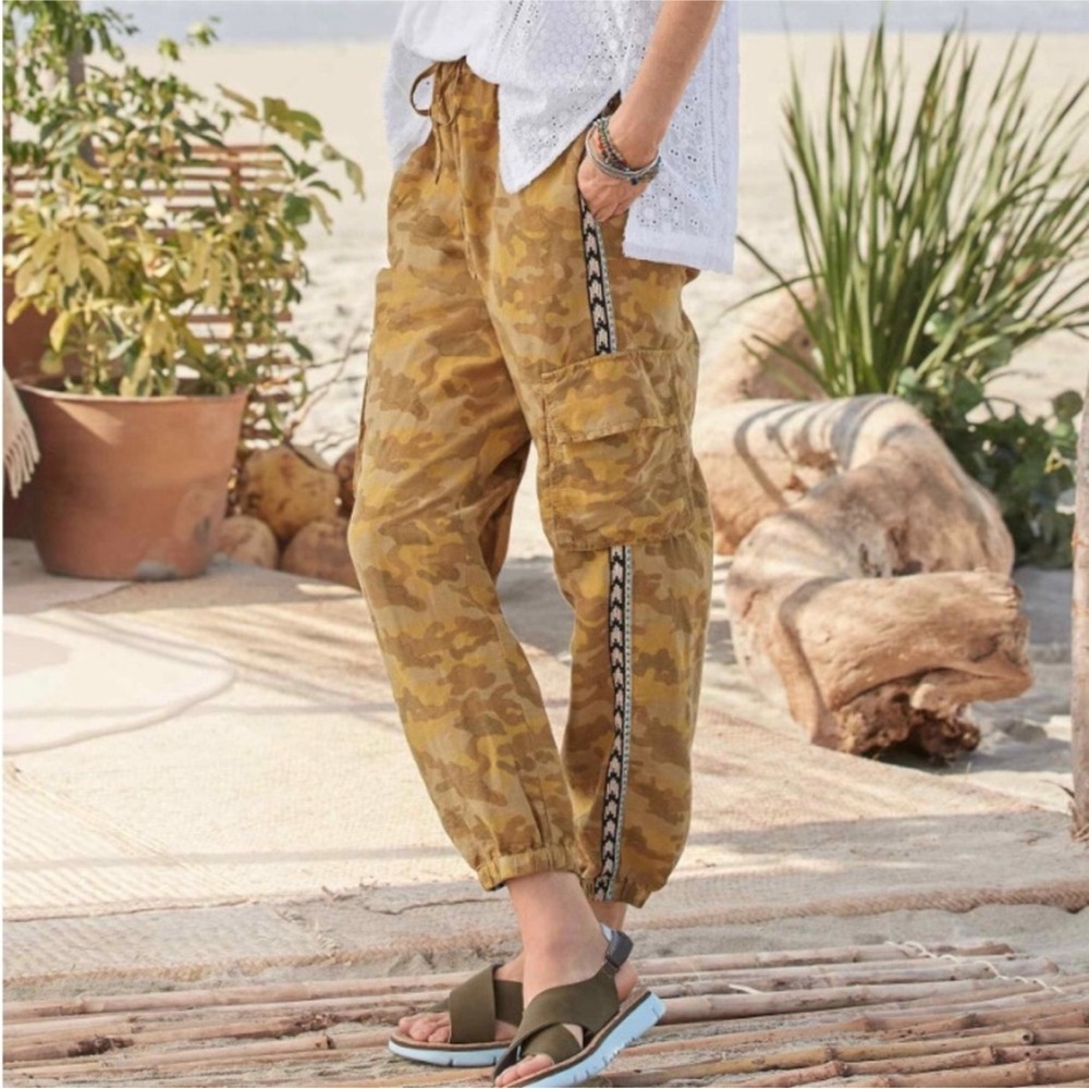 Sundance Gold Camouflage Constas Camo Jogger Linen Cotton‎ Blend Women’s Small